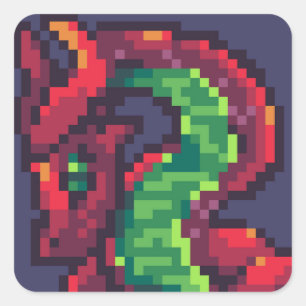 Pixelart, Pixel Art dragon Vierkante Sticker