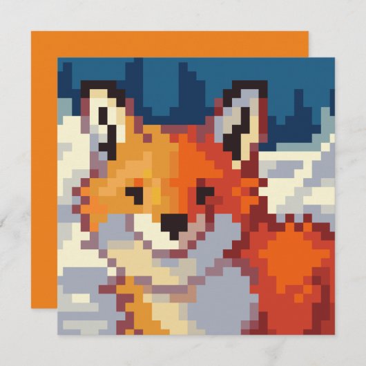 Pixelart, vos, Fox, Pixel Art  Feestdagenkaart (Voorkant / Achterkant)