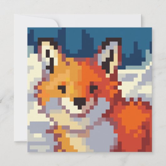 Pixelart, vos, Fox, Pixel Art  Feestdagenkaart (Voorkant)