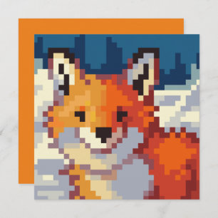 Pixelart, vos, Fox, Pixel Art  Feestdagenkaart