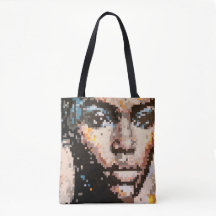 Pixelartportret van een woeste vrouw met zwijgende