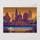 Pixelated 2D Game Art Amsterdam Briefkaart (Voorkant)