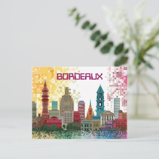 Pixelated 2D Game Art Bordeaux Briefkaart (Staand voorkant)