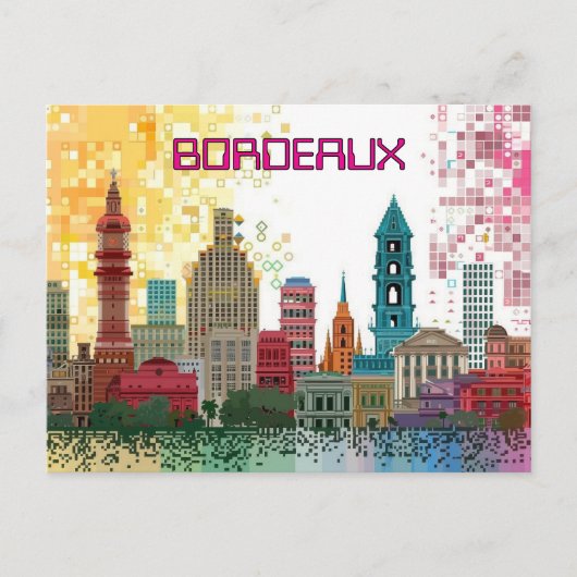Pixelated 2D Game Art Bordeaux Briefkaart (Voorkant)