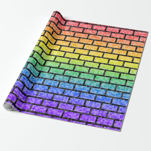 Pixelated 8-bits videogame look Rainbow Spectrum Cadeaupapier (Uitgerold)