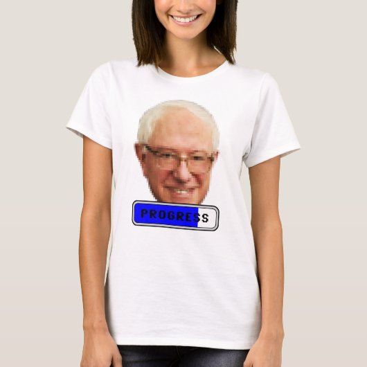 Pixelated Bernie Sanders - PROGRESS T-shirt (Voorkant)