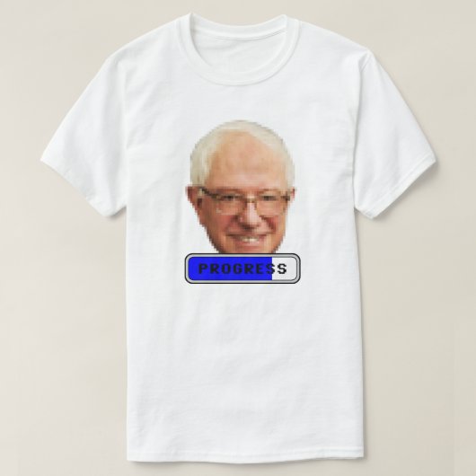Pixelated Bernie Sanders - PROGRESS T-shirt (Design voorkant)