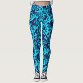 Pixelated Blau Digitale Camo Stijlvol Leggings (Voorkant)