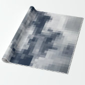 Pixelated Blauw en Wit Cloud Wrapping Papier (Uitgerold)