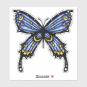 Pixelated blauwe vlinder sticker (Vel)