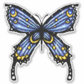 Pixelated blauwe vlinder sticker (Voorkant)