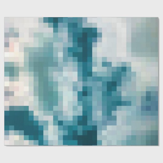 Pixelated Blauwgroen Cloud Wrapping Papier (Vlak)