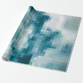 Pixelated Blauwgroen Cloud Wrapping Papier (Uitgerold)