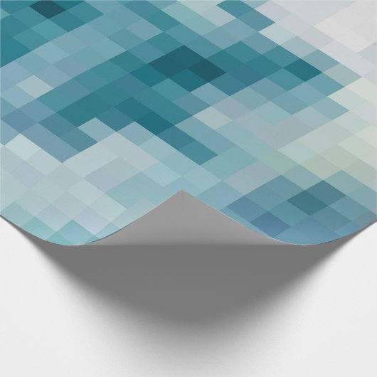 Pixelated Blauwgroen Cloud Wrapping Papier (Hoek)