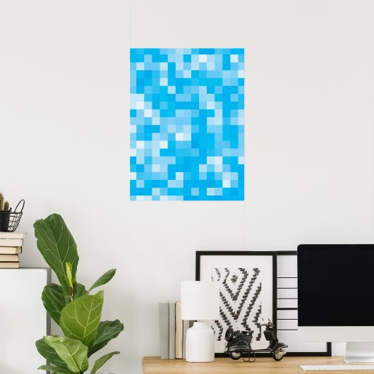 Pixelated Blue Poster (Thuiskantoor)