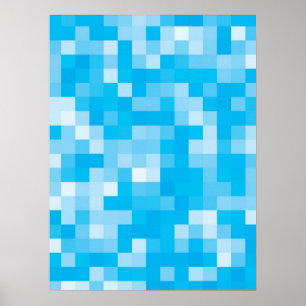 Pixelated Blue Poster