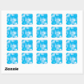 Pixelated Blue Vierkante Sticker (Vel)