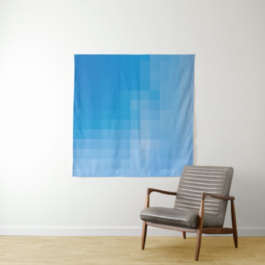 Pixelated Blues Wandkleed (In situ)