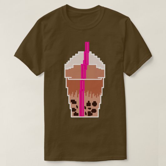 Pixelated Boba Milk Thee T-shirt (Design voorkant)