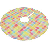 Pixelated Bright Yellow Plaid Graphic Checkerboard Kerstboom Rok (Gekanteld)