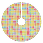 Pixelated Bright Yellow Plaid Graphic Checkerboard Kerstboom Rok (Voorkant)