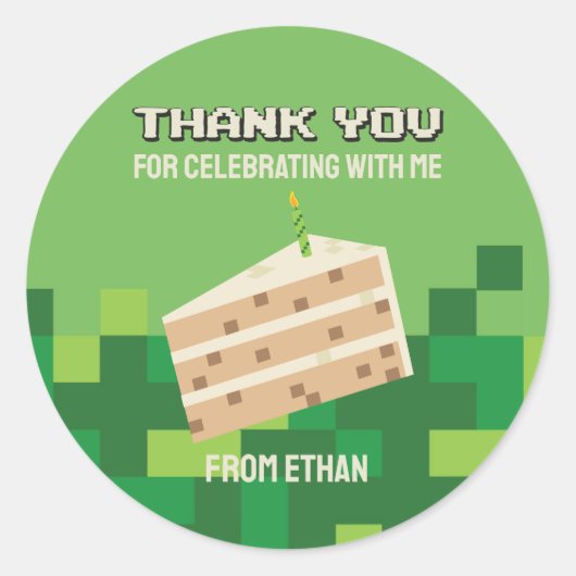 Pixelated Cake Bedankt Circle Sticker (Voorkant)