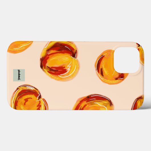 Pixelated Dino Peach Patroon iPhone Case (Achterkant (horizontaal))