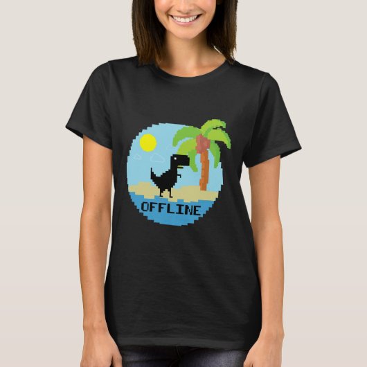 Pixelated dinosaurus vakantie tech enthousiast cod t-shirt (Voorkant)