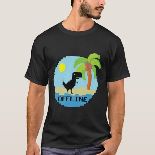 Pixelated dinosaurus vakantie tech enthousiast cod t-shirt (Voorkant)