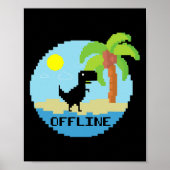 Pixelated dinosaurus vakantie tech enthousiastelin poster (Voorkant)