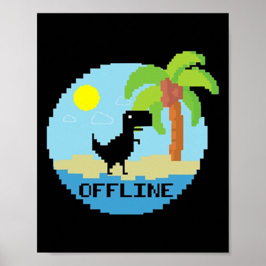 Pixelated dinosaurus vakantie tech enthousiastelin poster (Voorkant)