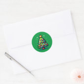 Pixelated Festivity: 8-bit kerstboom ontwerp Ronde Sticker (Envelop)