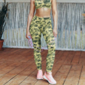Pixelated Forest Green Beige Camo Leggings