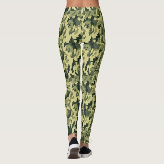 Pixelated Forest Green Beige Camo Leggings (Achterkant)