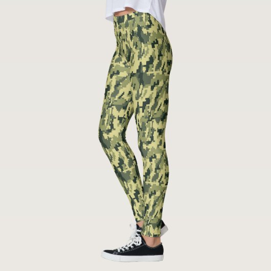 Pixelated Forest Green Beige Camo Leggings (Links)