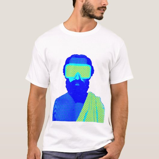 Pixelated Futuristic Bearded Figure Retro T-shirt (Voorkant)
