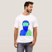 Pixelated Futuristic Bearded Figure Retro T-shirt (Voorkant volledig)
