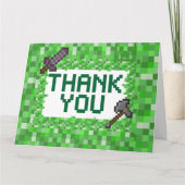 Pixelated Gamer Green Building Folded Thank You  Bedankkaart (Voorkant)