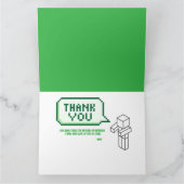 Pixelated Gamer Green Building Folded Thank You  Bedankkaart (Binnen)
