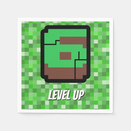 Pixelated Gamer Green Building Level Up 6 Servet (Voorkant)