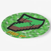 Pixelated Gamer Green Building Level Up 7 Papieren Bordje (Gekanteld)