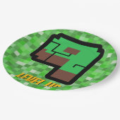 Pixelated Gamer Green Building Level Up 9 Papieren Bordje (Gekanteld)
