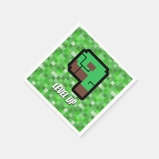 Pixelated Gamer Green Building Level Up 9 Servet (Hoek)