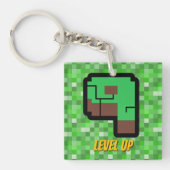 Pixelated Gamer Green Building Level Up 9 Sleutelhanger (voorkant)