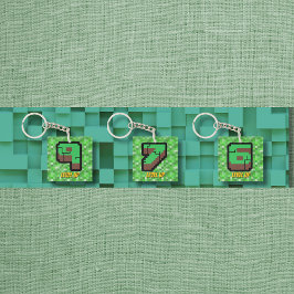 Pixelated Gamer Green Building Level Up 9 Sleutelhanger