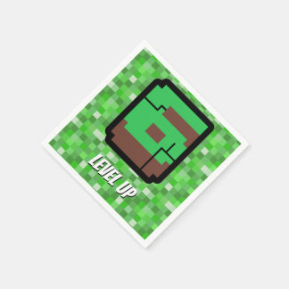 Pixelated Gamer Groen Bouw Level Omhoog 6 Servet