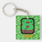 Pixelated Gamer Groen Bouw Level Omhoog 8 Sleutelhanger (voorkant)
