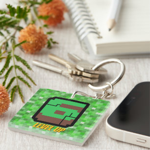 Pixelated Gamer Groen Bouw Niveau 6 Sleutelhanger