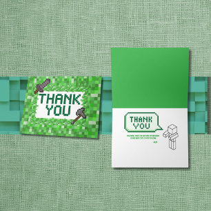 Pixelated Gamer Groen Gebouw Gevouwen Bedankt 