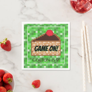 Pixelated Gamer Groen Pixel Cake Slice Vouw  Servet